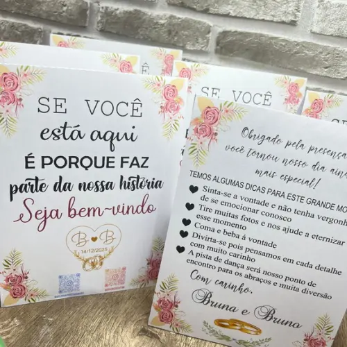 Porta Recado de Mesa para Convidados Noivos Casamento