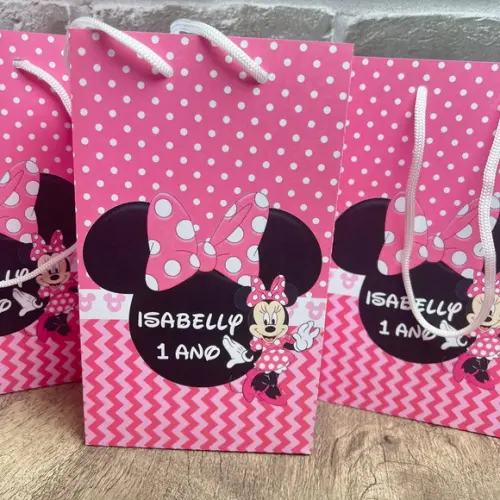 Sacolinhas Personalizadas Minnie Rosa