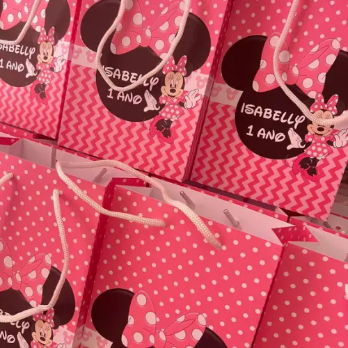 Sacolinhas Personalizadas Minnie Rosa