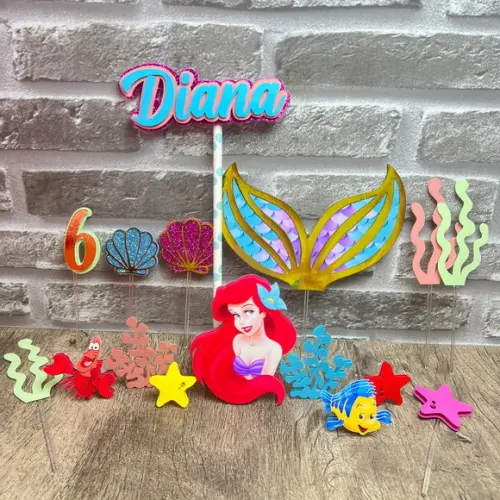 Topo de Bolo a Pequena Sereia