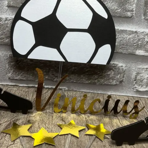 Topo de Bolo Bola Chuteiras Futebol
