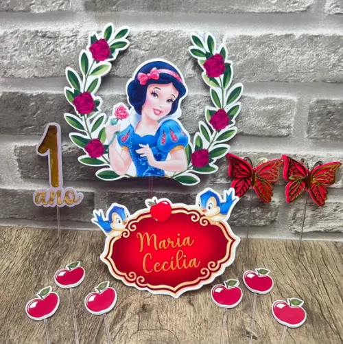 Topo de Bolo Branca de Neve