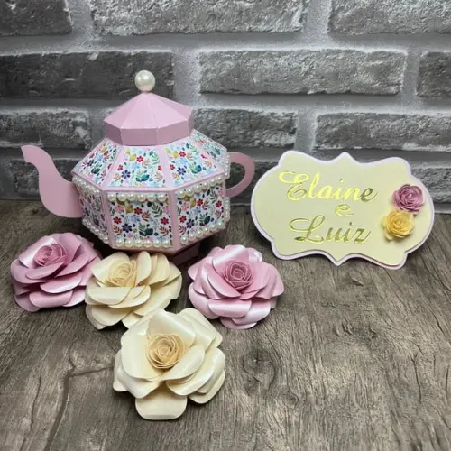 Topo de Bolo Chá de Panela Flores