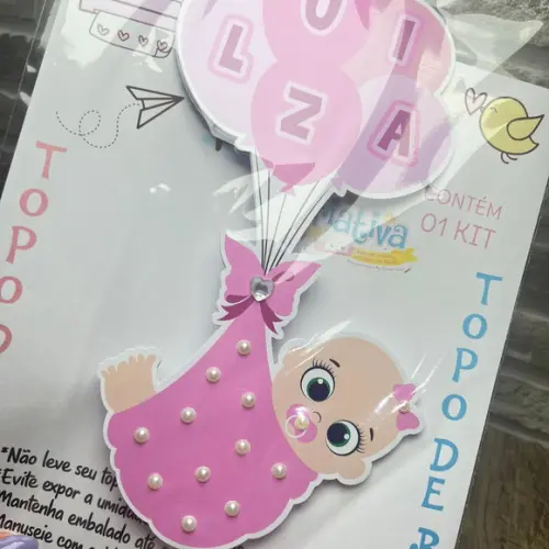 Topo de Bolo Chá de Fraldas Luiza