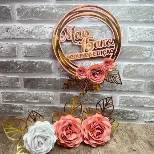 Topo de Bolo com Flores