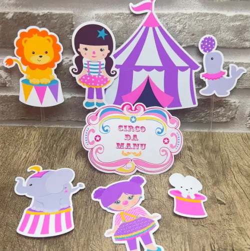 Topo de Bolo Circo Rosa