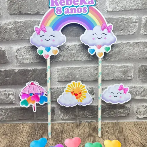 Topo de Bolo Chuva de Amor