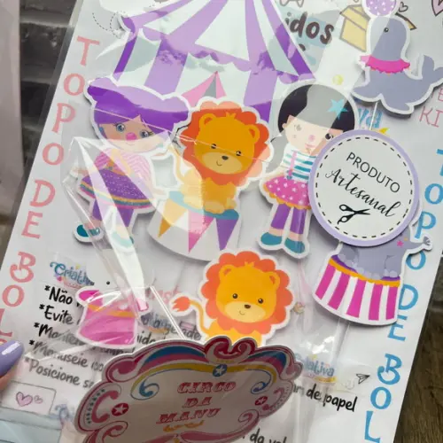 Topo de Bolo Circo Rosa
