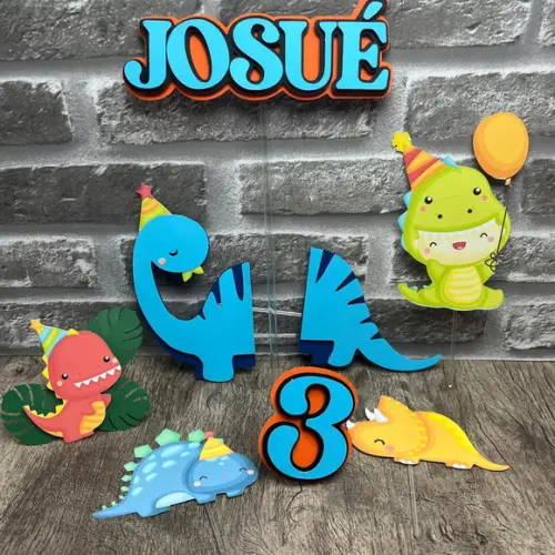 Topo De Bolo Dino Cute 3d