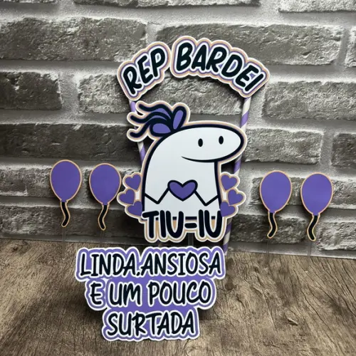 Topo de Bolo Flork Linda, Ansiosa e Um Pouco Surtada