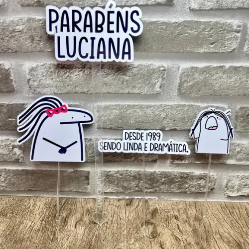 Topo de Bolo Flork Linda e Dramática