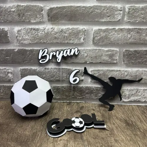 Topo de Bolo Futebol Bola 3d