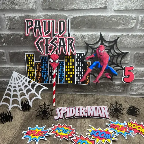 Topo de Bolo Homem Aranha Teias