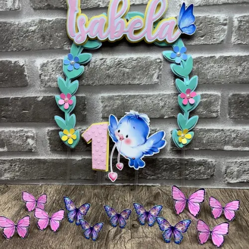 Topo de Bolo Jardim Encantado Camadas