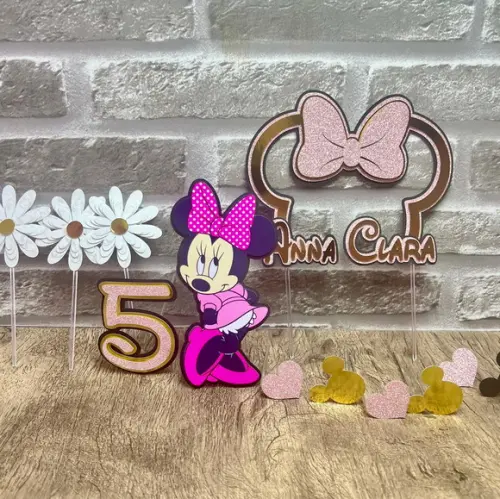 Topo de Bolo Minnie Rosa