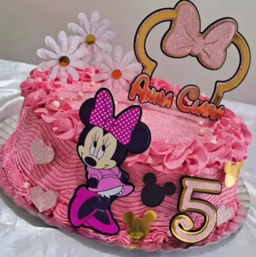 Topo de Bolo Minnie Rosa