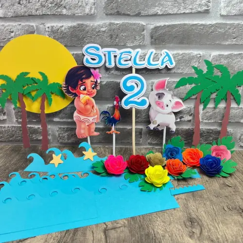 Topo de Bolo Moana Baby 3d