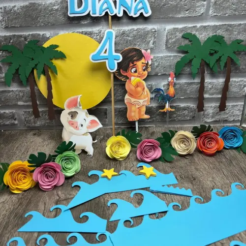 Topo de Bolo Moana Baby 3d