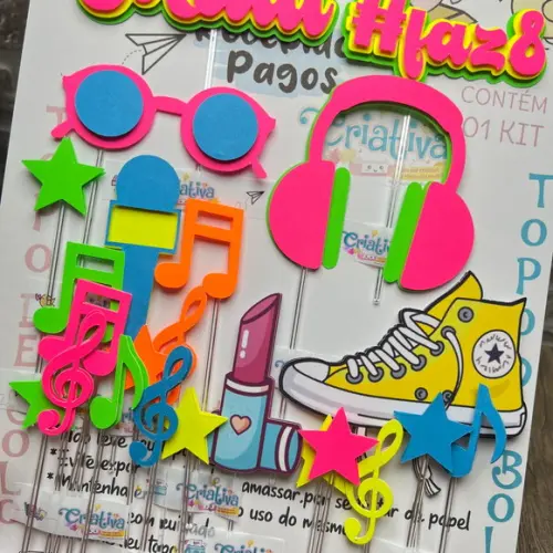 Topo de Bolo Neon Óculos