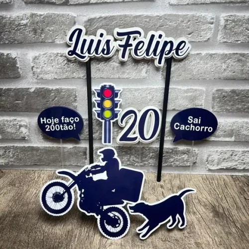 Topo de Bolo Moto Cachorro