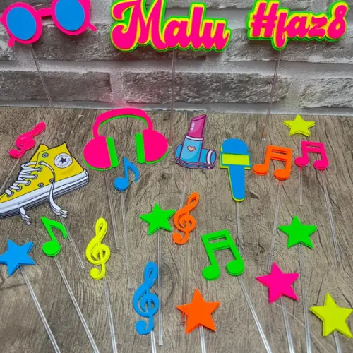 Topo de Bolo Neon Óculos