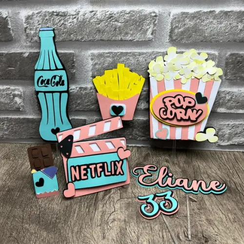 Topo de Bolo Netflix Cores Candys