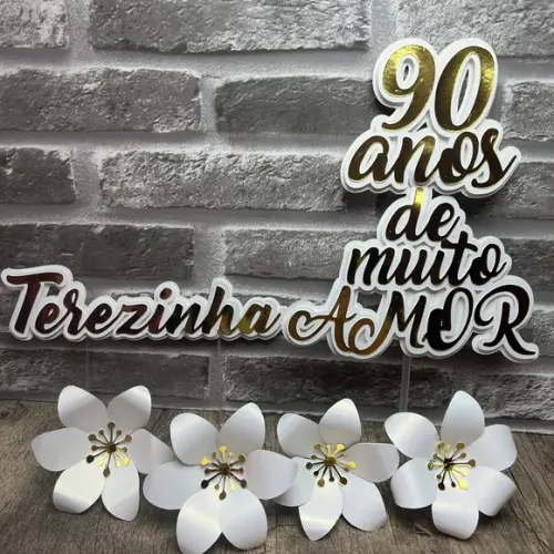 Topo de Bolo Nome e Lírios