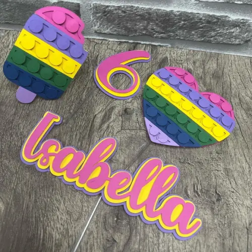 Topo de Bolo Pop It Camadas 3d