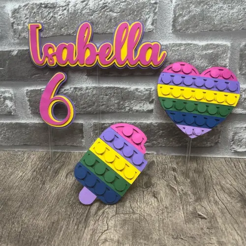 Topo de Bolo Pop It Camadas 3d