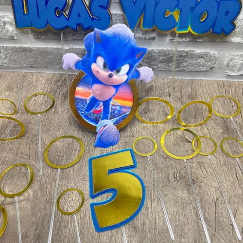Topo de Bolo Sonic Argolas