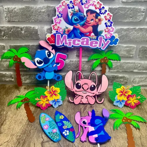 Topo de Bolo Stitch Angel 3d