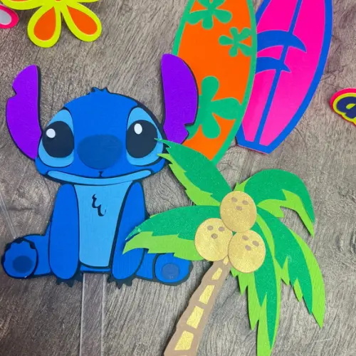 Topo de Bolo Stitch Surf