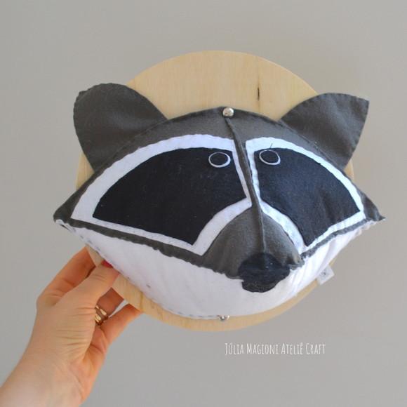 Cabeça de Guaxinim Falsa Taxidermia