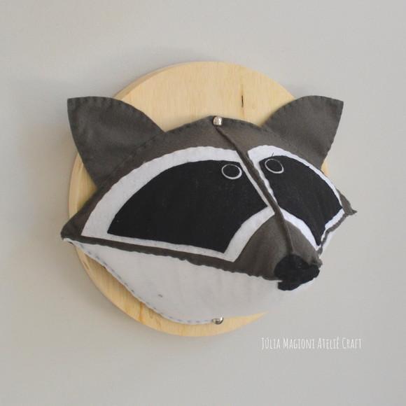 Cabeça de Guaxinim Falsa Taxidermia