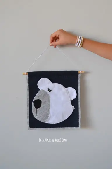 Bandeirinha de Feltro Urso Polar