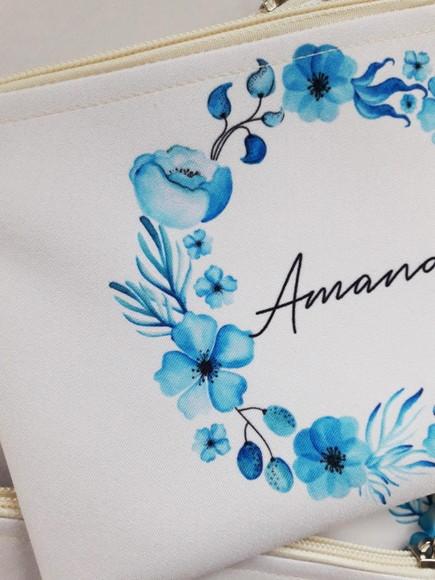 Bolsinha para Casamento Bege e Azul Serenity