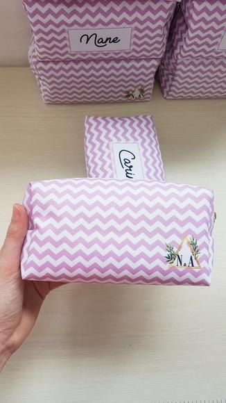 Casamento Necessaire Box Chevron Rosa