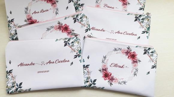 Kit 20 Necessaire Floral Marsala Casamento (slim)