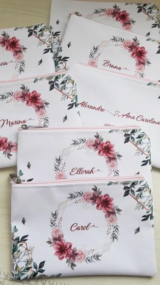 Kit 20 Necessaire Floral Marsala Casamento (slim)