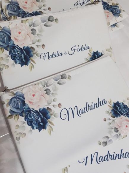 Kit Necessaire Casamento 20 un Azul com Rosa