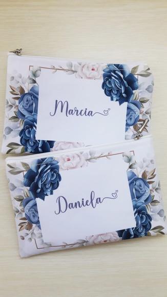 Kit Necessaire Casamento 20 un Azul com Rosa