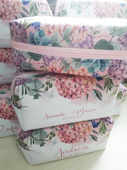 Kit Necessaire Madrinha Box Floral Rosa