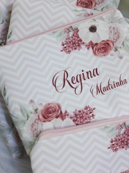 Kit Necessaire Madrinhas Rosê com Floral
