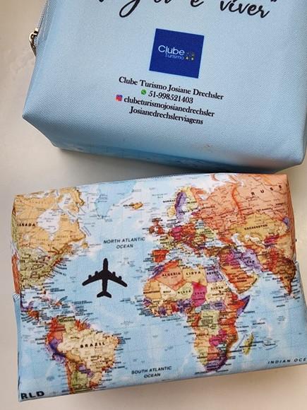 Necessaire Agencia de Viagens Box Caixinha Mapa Mundi