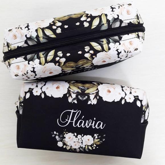 Necessaire Box Floral Preta