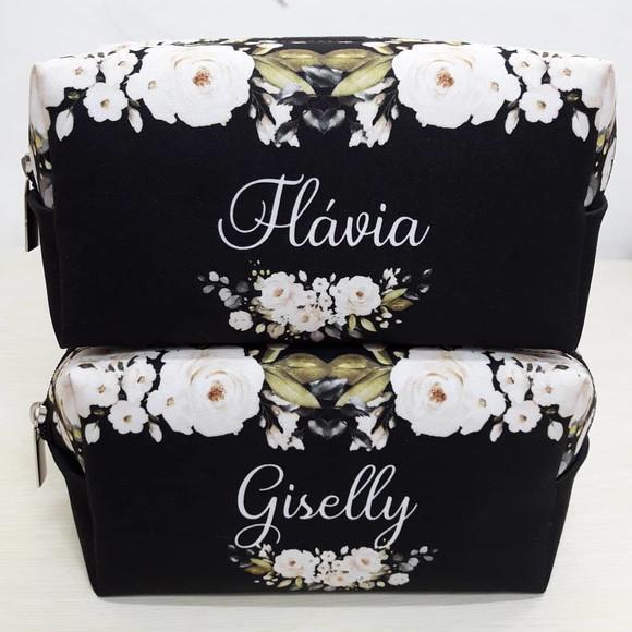 Necessaire Box Floral Preta