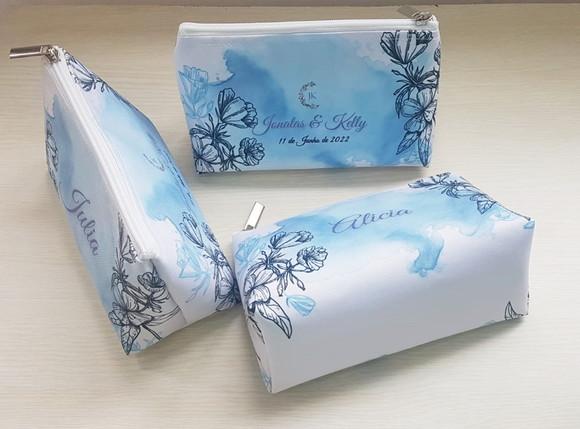 Necessaire Casamento AZUL modelo Trapézio