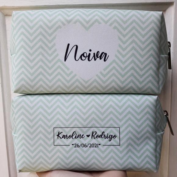 Necessaire Casamento Chevron Verde