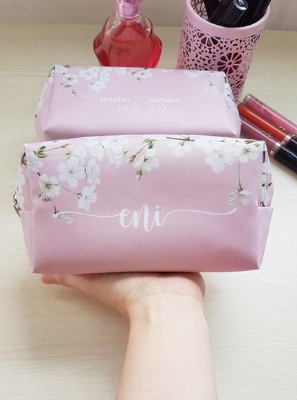 Necessaire Casamento Flor de Cerejeira Rosa Mod Box