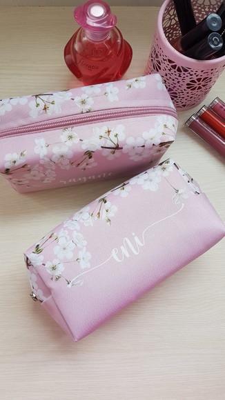 Necessaire Casamento Flor de Cerejeira Rosa Mod Box